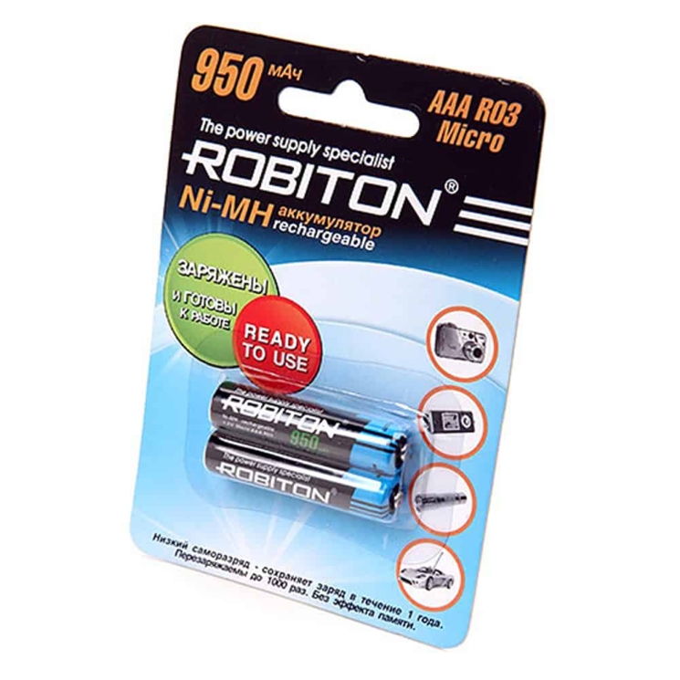 Аккумулятор предзаряженный Robiton RTU R03 950mAh Ni-MH BL-2 (50)(200)