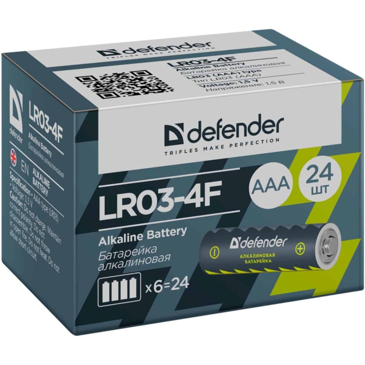 Упаклвка батареек Defender LR03-4F AAA – 24 штуки в картоне