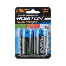 Аккумулятор предзаряженный Robiton RTU R20 5000mAh Ni-MH BL-2 (20)(80)