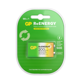 Аккумулятор GP 6HR61 (20R8H, крона) ReEnergy 200mAh Ni-Mh 9V BL1 (10)(100)