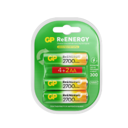 Аккумулятор GP 270AAHC (HR06) ReEnergy 2650mAh Ni-Mh 1.5V BL4+2 promo (36)(360)