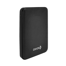 OXION Внешний аккумулятор Ultra Thin 10000 Li-pol OPB-1018 2USB 1A/2A, черный,  пластик текстура Carbon, индикатор (10)
