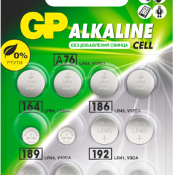 Набор батареек GP А76(G13)x4шт; 164(G1)x2шт; 186(G12)x2 шт; 189(G10)x2шт; 192(G3)x2 шт. BL12 (120)(1440)