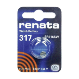 Батарейка Renata R317 (SR516SW 1.55V, 10mAh 5.8x1.6mm) 10box (100)