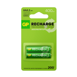 Аккумулятор GP 40AAAHC (HR03) Recharge 400mAh Ni-Mh 1.5V BL2 (16)(96)