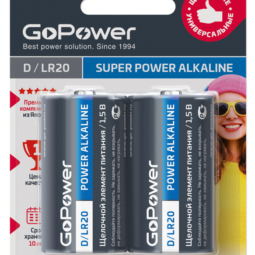 Батарейка GoPower LR20 D BL2 (12)(96)