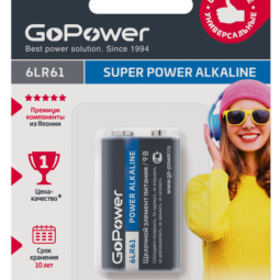 Батарейка GoPower 6LR61 BL1 (10)(240)