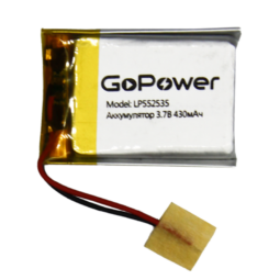 Аккумулятор GoPower LP552535 Li-Pol 3.7V 430mAh PB1 (10)(250)