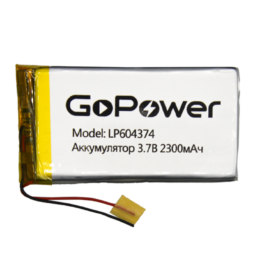 Аккумулятор GoPower LP604374 Li-Pol 3.7V 2300mAh PB1 (10)(250)