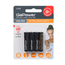 Батарейка GoPower R03 BL4 (48)(576)