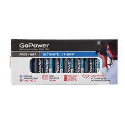 Батарейка GoPower FR03 Lithium 10box (10)(800)