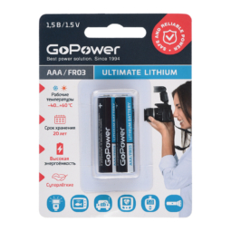 Батарейка GoPower FR03 BL2 (20)(200)