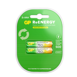 Аккумулятор GP 75AAAHC (HR03) ReEnergy 750mAh Ni-Mh 1.5V BL2 (20)(200)